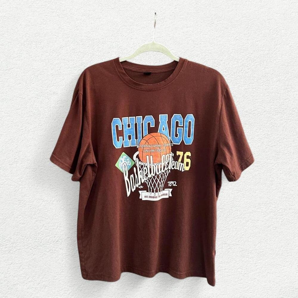 Romwe Chicago Tee in Brown